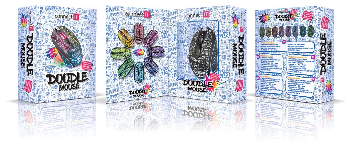 Mouse Pack CONNECT IT DOODLE Gaming Mouse Balení myši CONNECT IT DOODLE Gaming Mouse