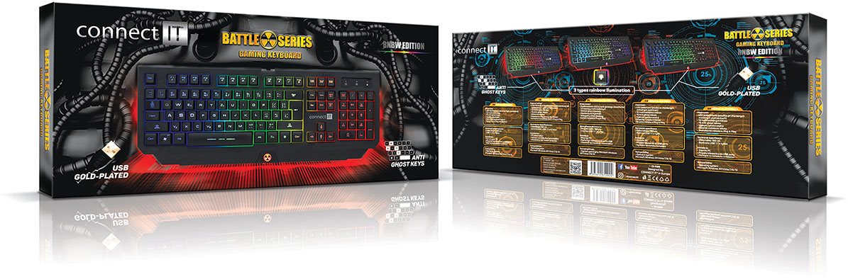 CONNECT IT BATTLE RNBW balení klávesnice CONNECT IT BATTLE RNBW Keyboard Packaging