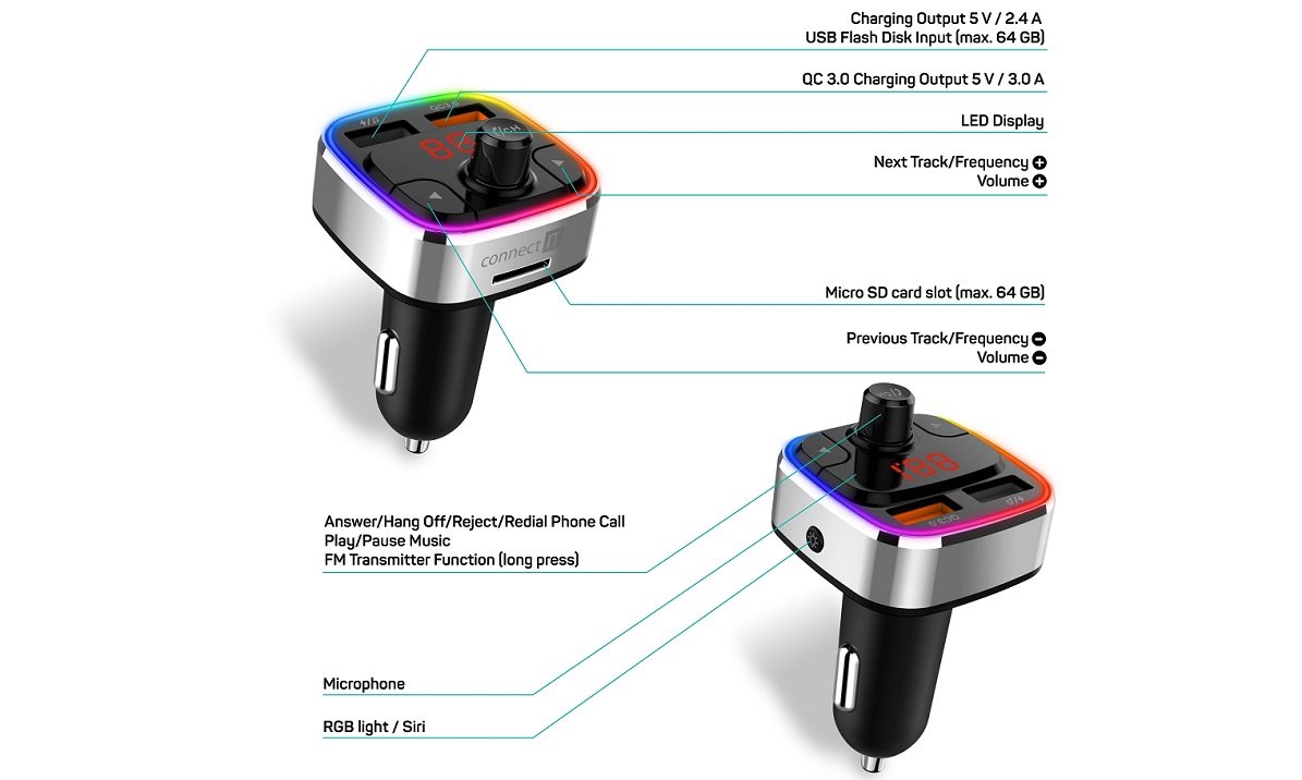 FM Transmitter CONNECT IT InCarz RGB