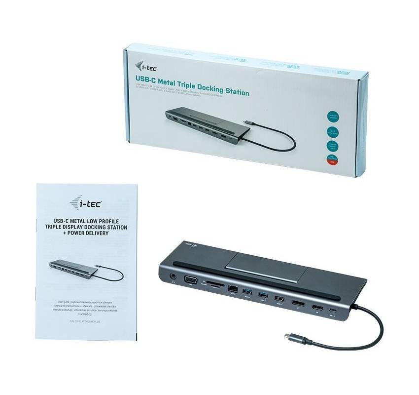 i-tec USB-C Metal Low Profile 4K Triple Display Docking Station + Power Delivery 85W i-tec USB-C Metal Low Profile 4K Triple Display Docking Station + Power Delivery 85W