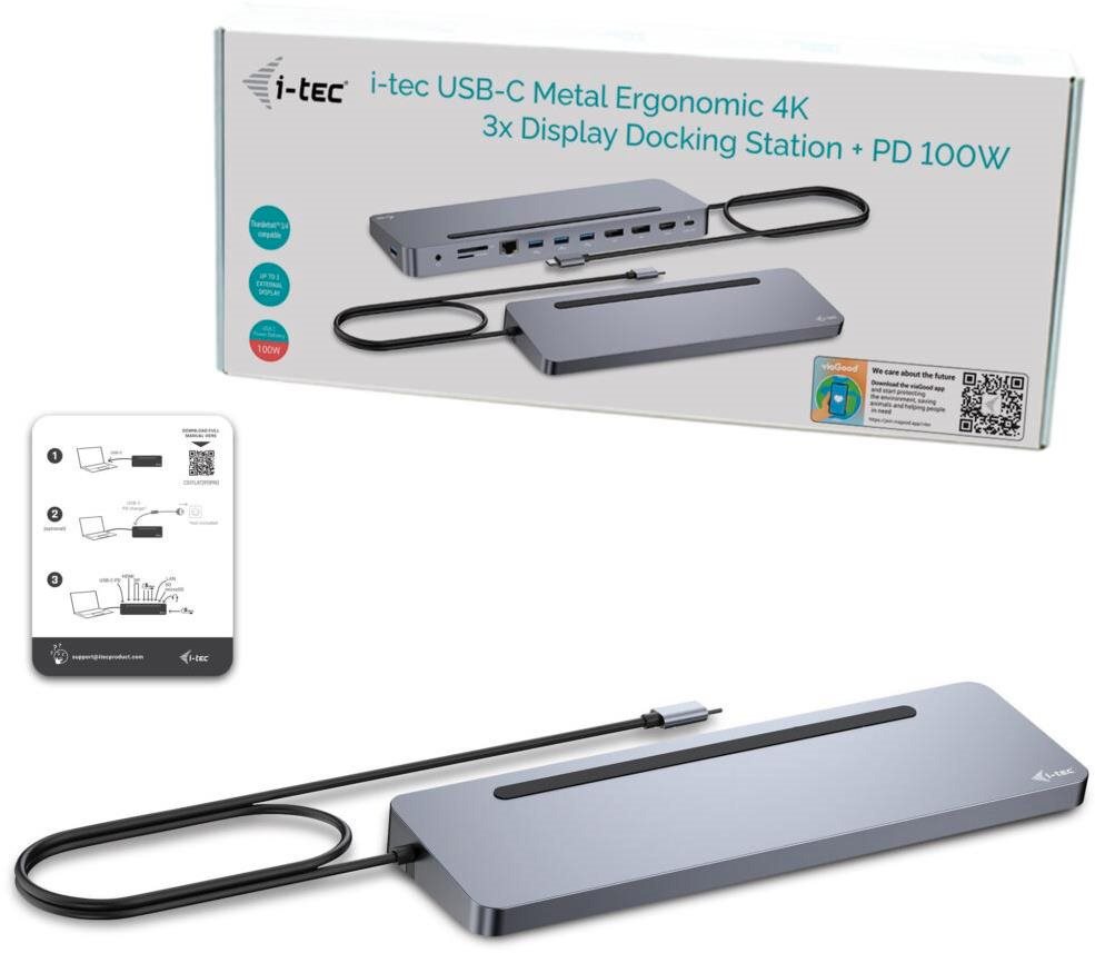 Univerzálna dokovacia stanica i-tec USB-C Metal Ergonomic 4K