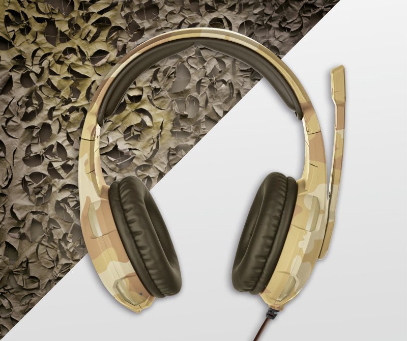 Trust GXT 310D Radius Gaming Headset desert camo Robustní konstrukce