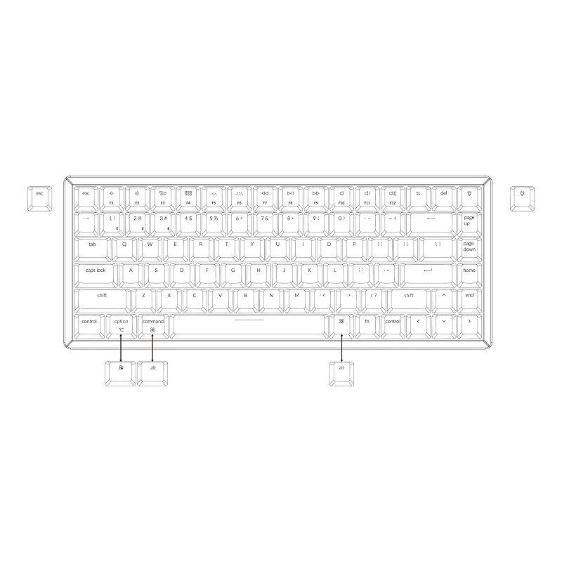 Keychron K2 84 Tasten Gateron Schalter Hot-Swappable Gateron Mechanisch - US Keychron K2 84 Tasten Gateron Schalter Hot-Swappable Gateron Mechanisch - US