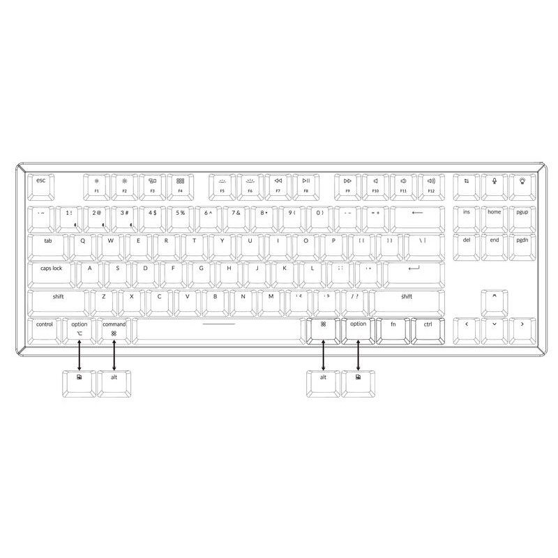 Keychron K8 87 Key Hot-Swappable Gateron Switch Mechanical - US Keychron K8 87 Key Hot-Swappable Gateron Switch Mechanical - US