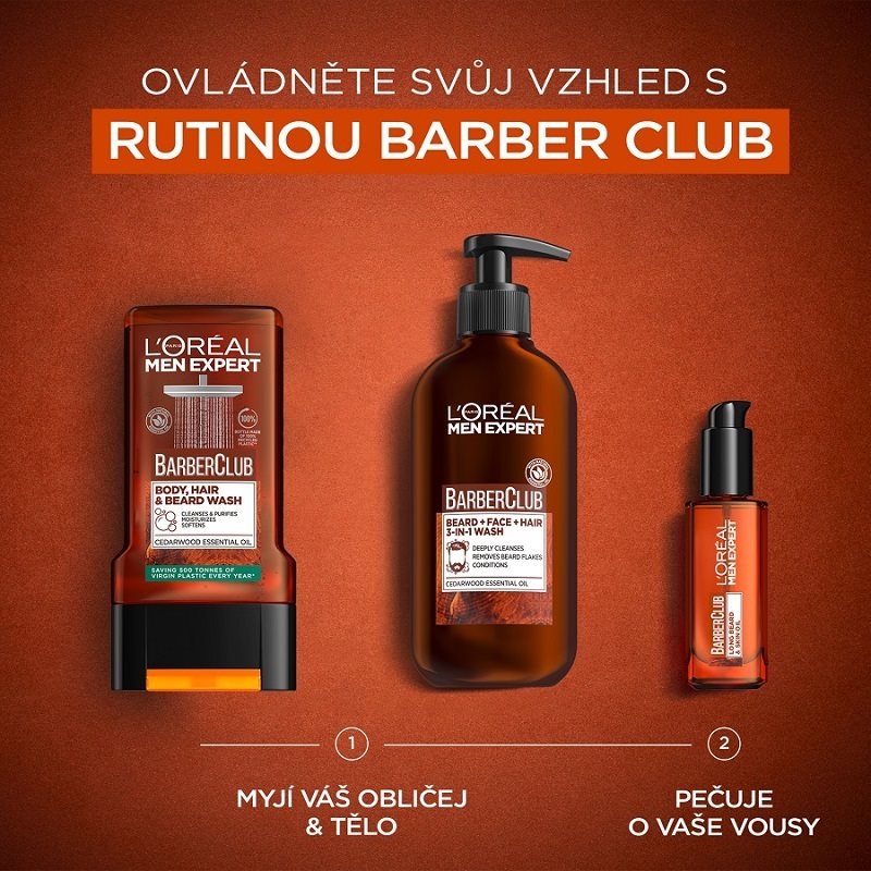 Čisticí gel L'ORÉAL PARIS Men Expert Barber Club 3v1 Gel 200 ml