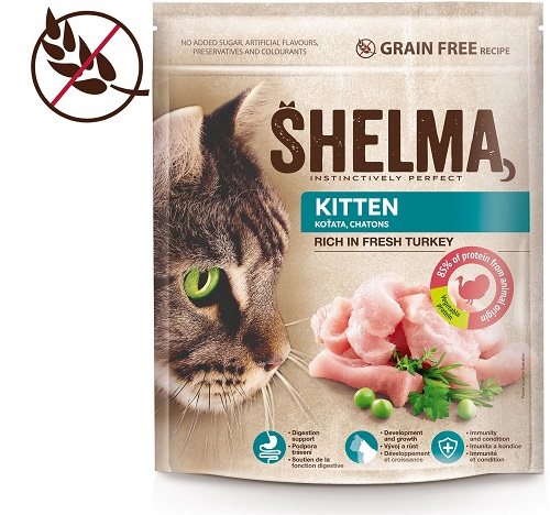 Granule pro koťata Shelma Junior bezobilné granule s čerstvým krůtím pro koťata