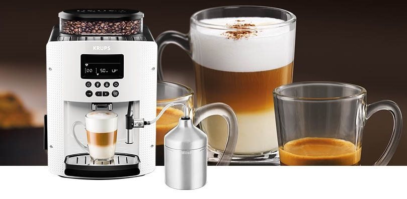Automatický kávovar KRUPS Pisa White + XS6000 Autocappuccino EA816170
