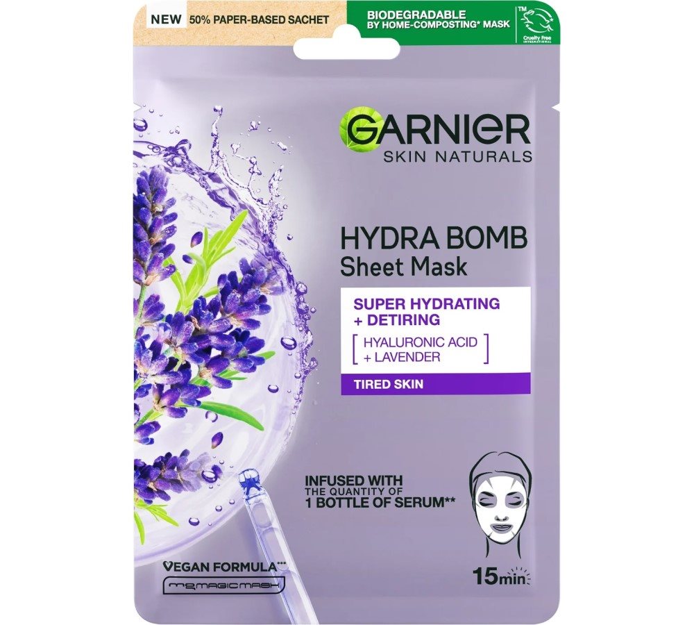 Pleťová maska GARNIER Skin Naturals Hydra Bomb Sheet Mask Lavender