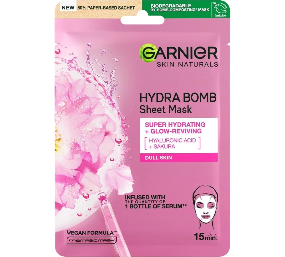 Pleťová maska GARNIER Skin Naturals Hydra bômb Sheet Mask Sakura