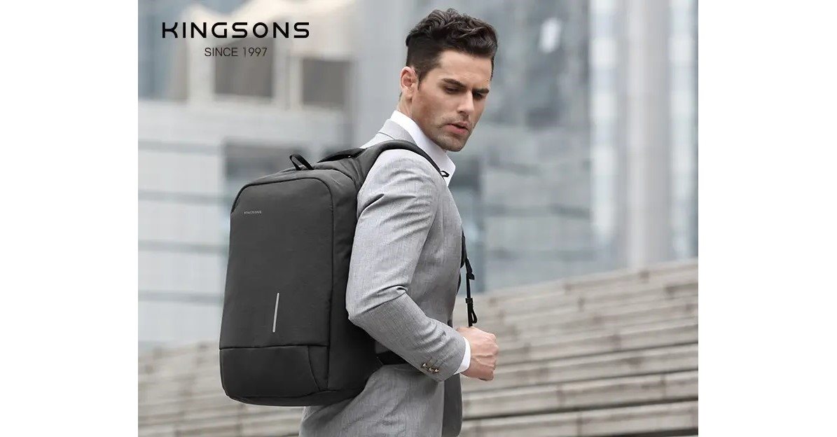 Kingsons Anti-Theft Backpack Black Schwarz 15.6"