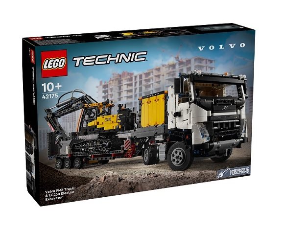 LEGOstavebnica Technic 42175 Nákladné auto Volvo FMX a elektrický bager Volvo EC230