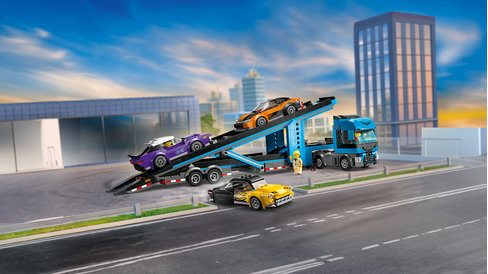 Stavebnica LEGO® City 60408 Kamión na prepravu áut so športiakmi