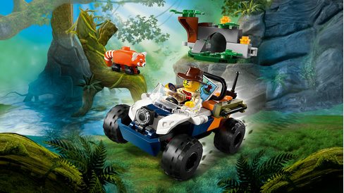 Stavebnica LEGO® City 60424 Štvorkolka na prieskum džungle – misia panda červená