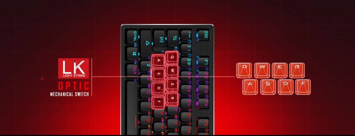 Mechanická herná klávesnica A4tech Bloody LIGHT STRIKE B820 Red Switch s RGB podsvietením