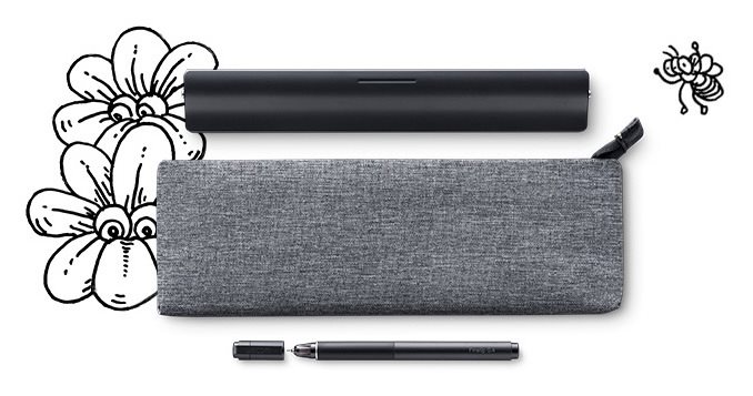 Paper Clip držák i Finetip pero se pohodlně vejdou dovnitř Wacom Intuos Pro Paper - pouzdro, Paper Clip, Finetip