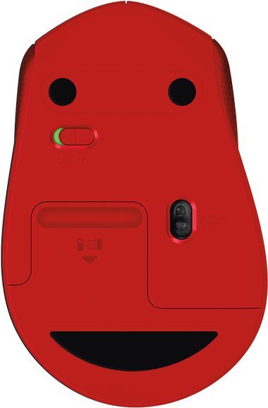 Myš Logitech Wireless Mouse M330 Silent Plus, červená bezdrátová Optická myš s citlivostí 1000 dpi