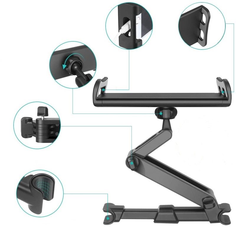 Misura Foldable Tablet and Mobile Phone Holder for Car, Black