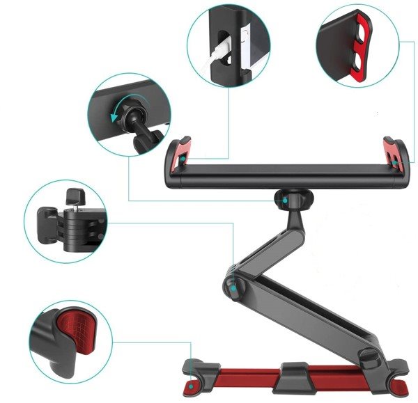 Misura Foldable Tablet and Mobile Phone Holder for Car, Red Misura Foldable Tablet and Mobile Phone Holder for Car, Red