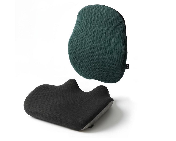 MOSH ERGO2 Sitzkissen B2C grau/schwarz + Rückenlehne H1C schwarz/dunkelgrün 