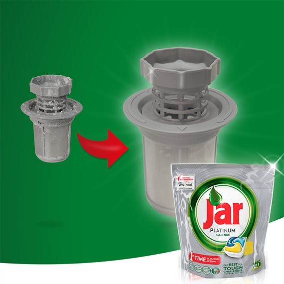 Filtr myčky na nádobí Filtr myčky na nádobí čistý po použití kapsle Jar Premium