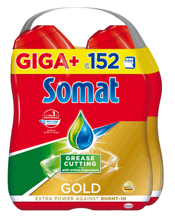 SOMAT Gold Gel Anti-Greassel 2× 1.37l (152 Doses) - Dishwasher Gel