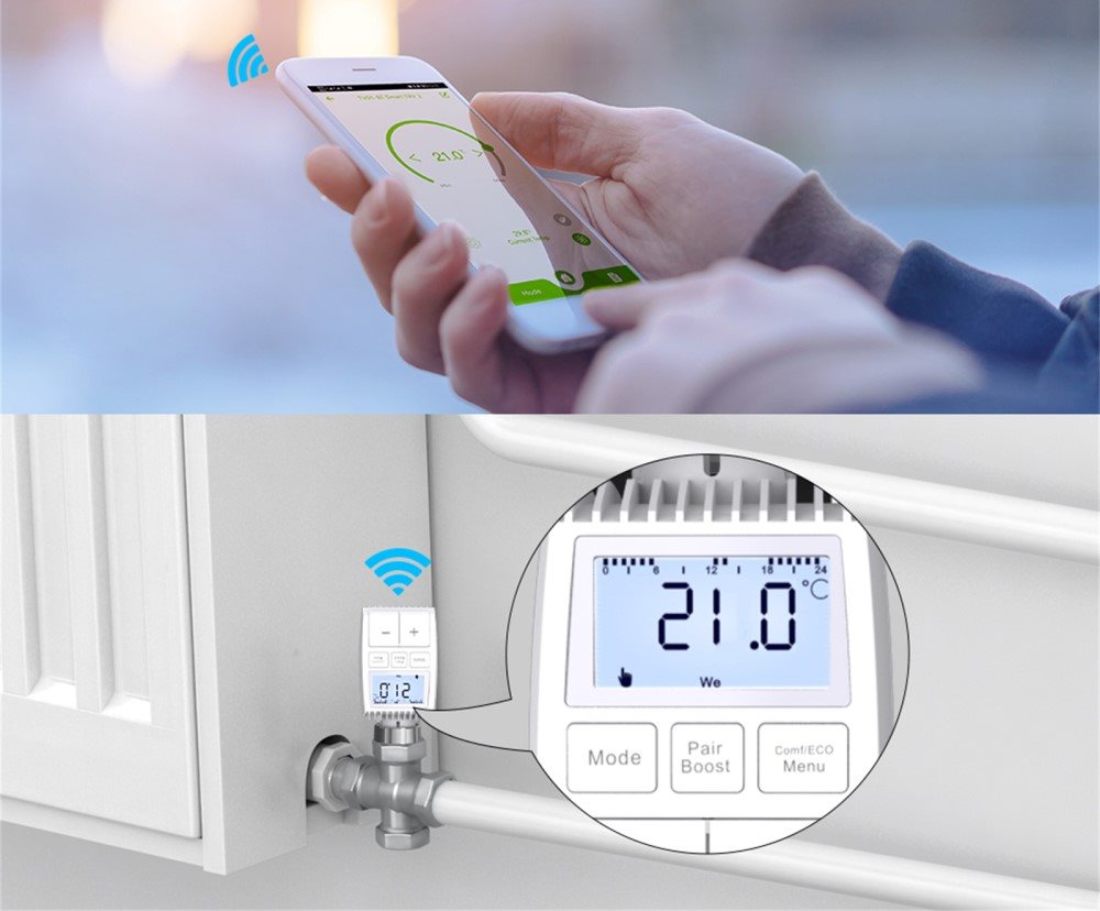 Thermostat-Kopf MOES TV-01 Smart Heizkörperventil, Zigbee