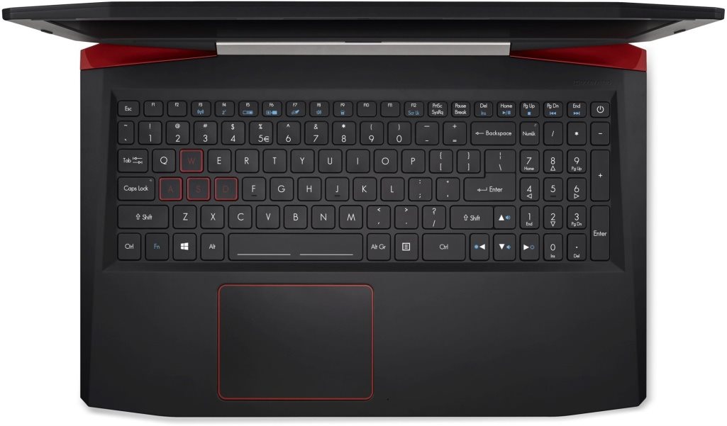 Dark red backlit keyboard excels especially when playing at night