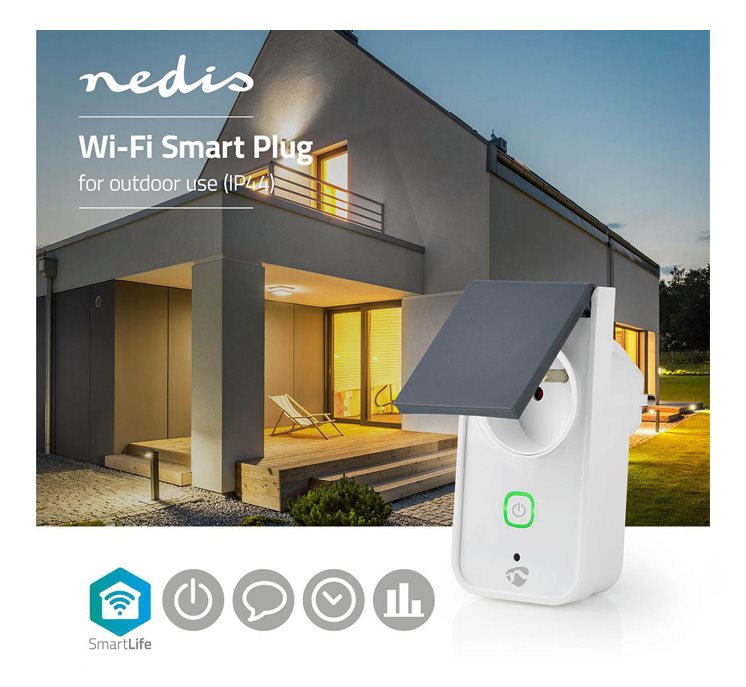 Chytrá venkovní zásuvka NEDIS WIFIPO120EWT 16A