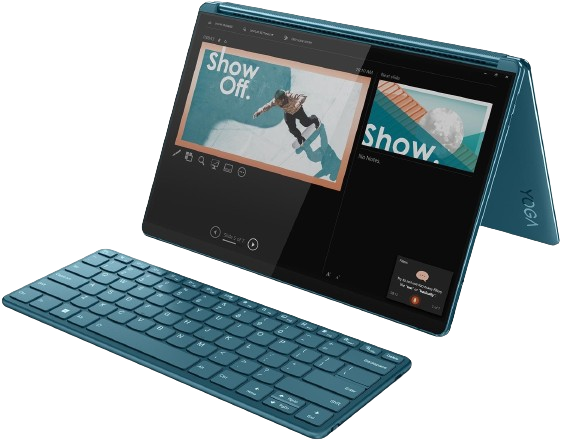 Notebook Lenovo Yoga Book 9 13IMU9 Tidal Teal celokovový + myš Lenovo 600 Bluetooth Silent Mouse + Folio Stan