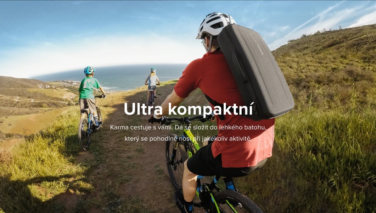 Ultra kompaktní - Karma cestuje s vámi. Dá se složit do lehkého batohu, který se pohodlně nosí při jakékoliv aktivitě.