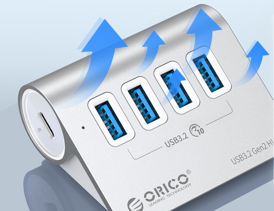 USB-Hub ORICO Aluminiumlegierung 4-PORT USB3.2 10G HUB USB-Hub ORICO Aluminiumlegierung 4-PORT USB3.2 10G HUB