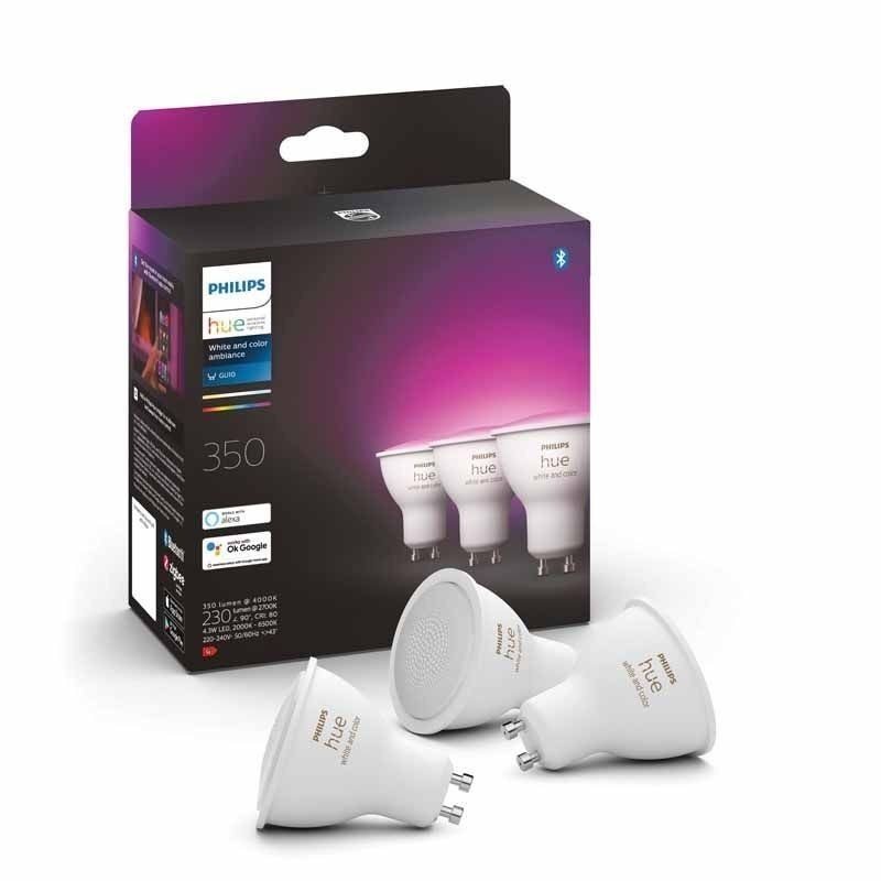Philips Hue White and colour Ambiance 4,3 W LED bulb with GU10 base, 3 pcs in pack