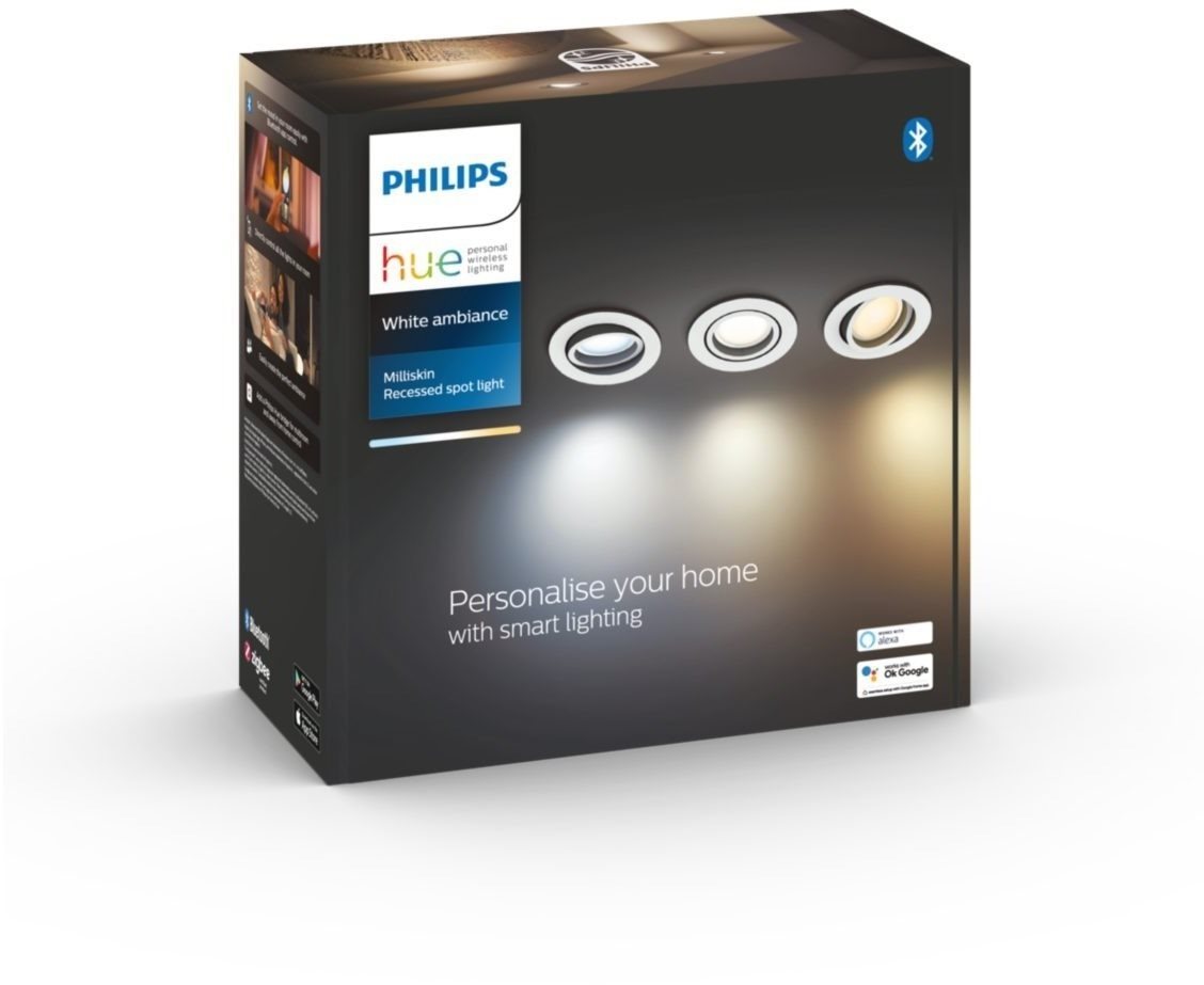 Philips Hue White Miliskin spotlight with 5,7 W, 3pcs in a pack, white
