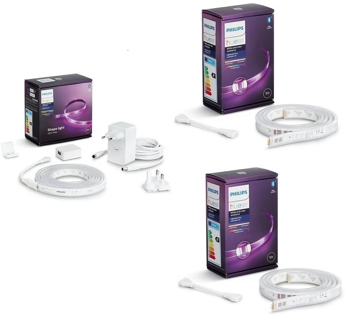 Philips Hue LightStrip Plus v4 + 2x Philips Hue LightStrip Plus v4 extension