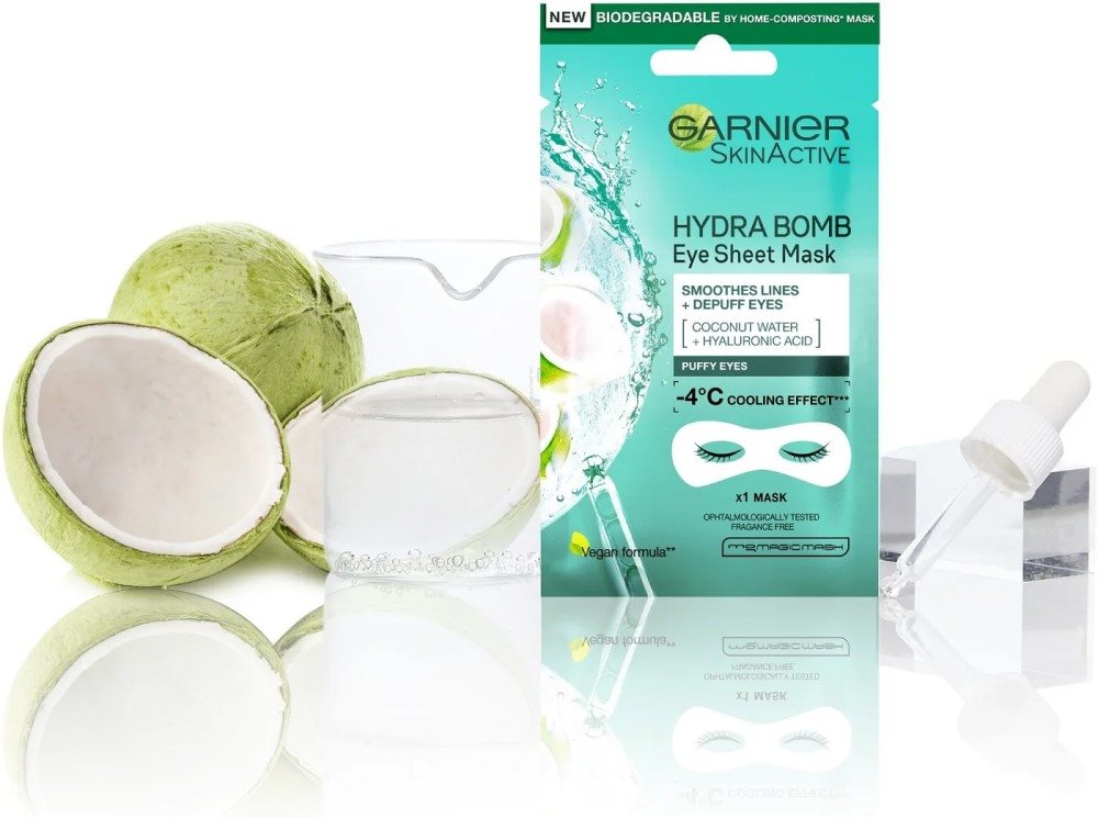 Pleťová maska GARNIER Skin Naturals Hydra Bomb Eye Sheet Mask Coconut Water