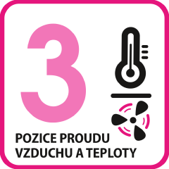 Fén na vlasy Rowenta Studio Dry - 3 pozice proudu vzduchu a teploty