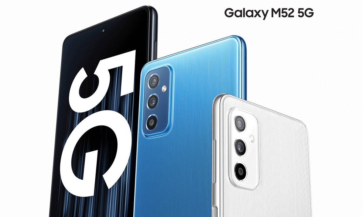 Samsung Galaxy M52 5G 128 GB v modrém provedení