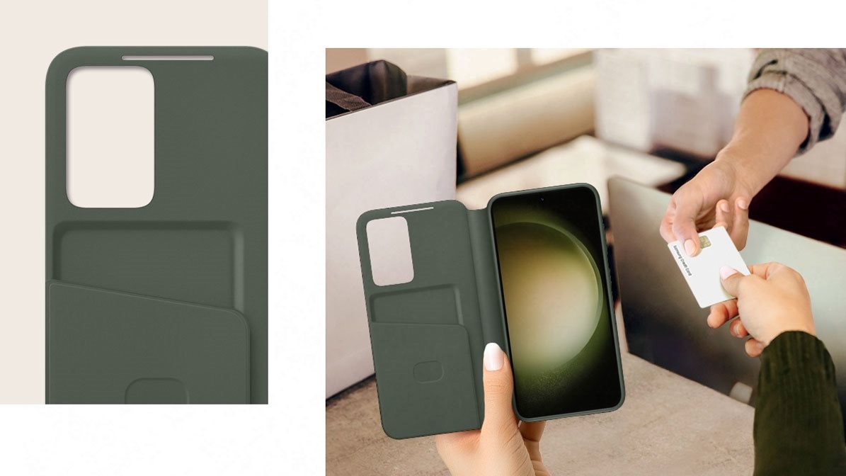 Originálne flipové púzdro Smart View Green na mobil Samsung Galaxy S23+