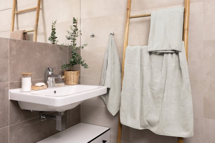 Siguro Bamboo fürdőlepedő, 70 × 140 cm, Light Grey