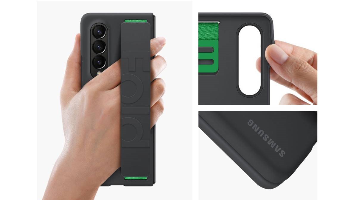 Originální silikonový kryt s poutkem na chytrý telefon Samsung Galaxy Z Fold4 v černém provedení