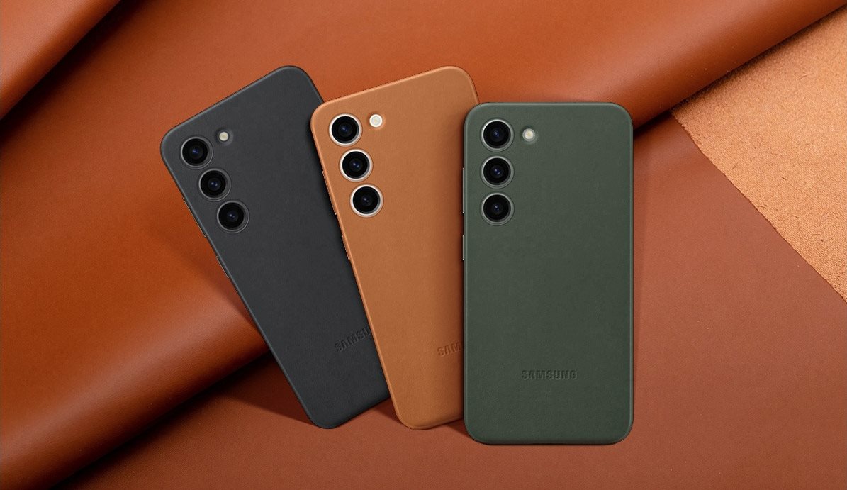 Originale Leder-Rückhülle Camel für das Samsung Galaxy S23