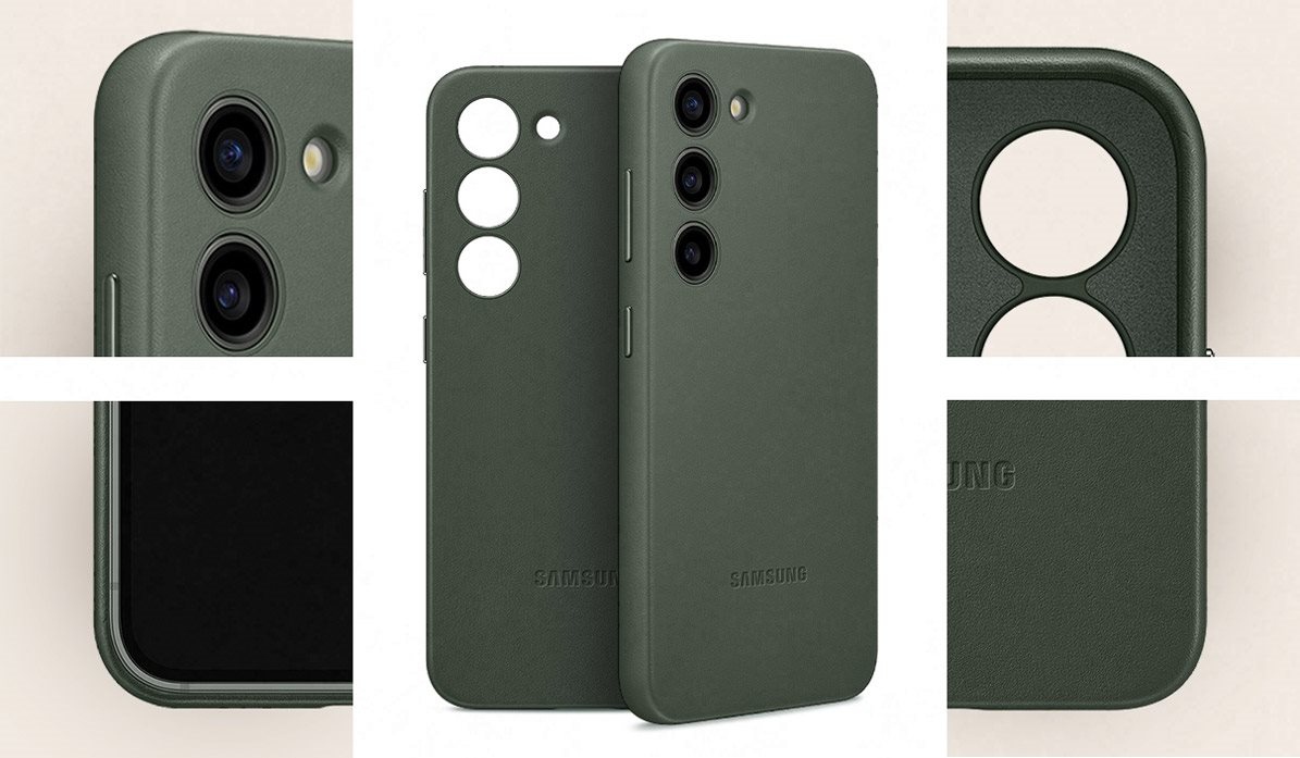 Originálny zadný kožený kryt v zelenom prevedení na mobil Samsung Galaxy S23