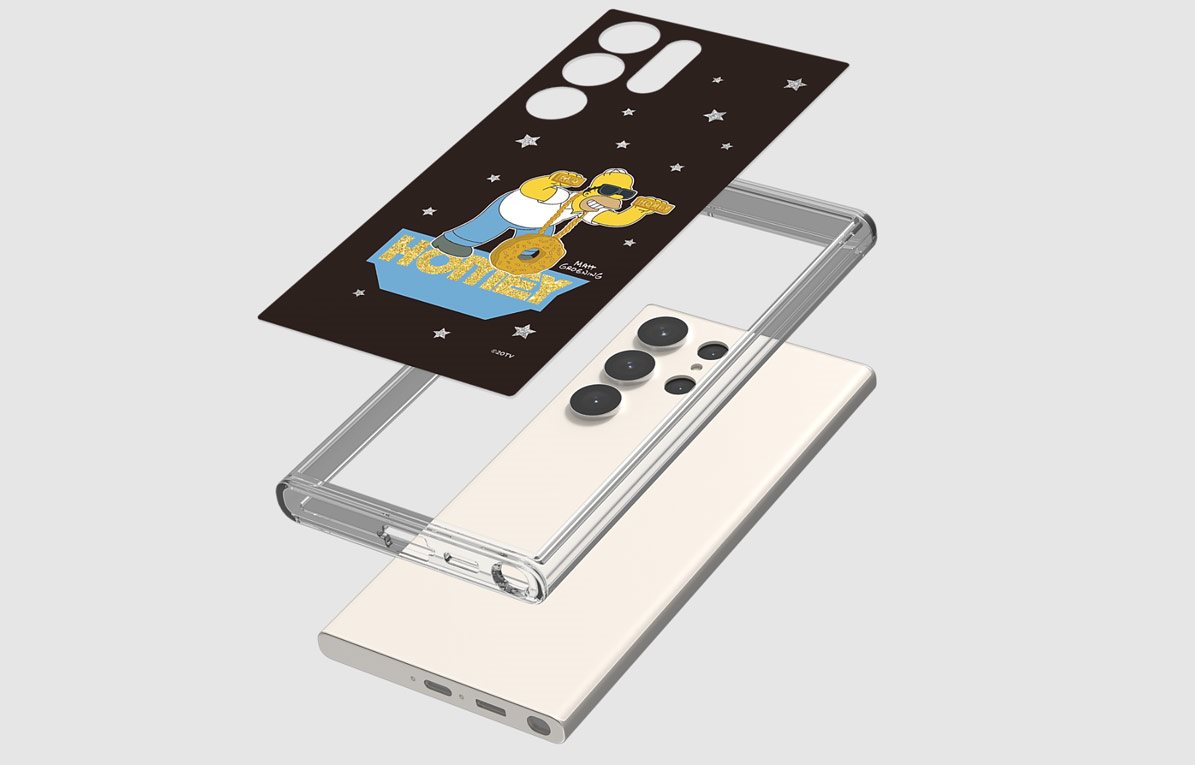 Originalschild mit Simpsons-Motiv auf dem Mobiltelefon Samsung Galaxy S23 Ultra