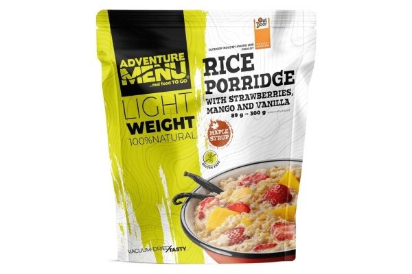 Adventure Menu Lightweight - Rice porridge with strawberry, mango and vanilla