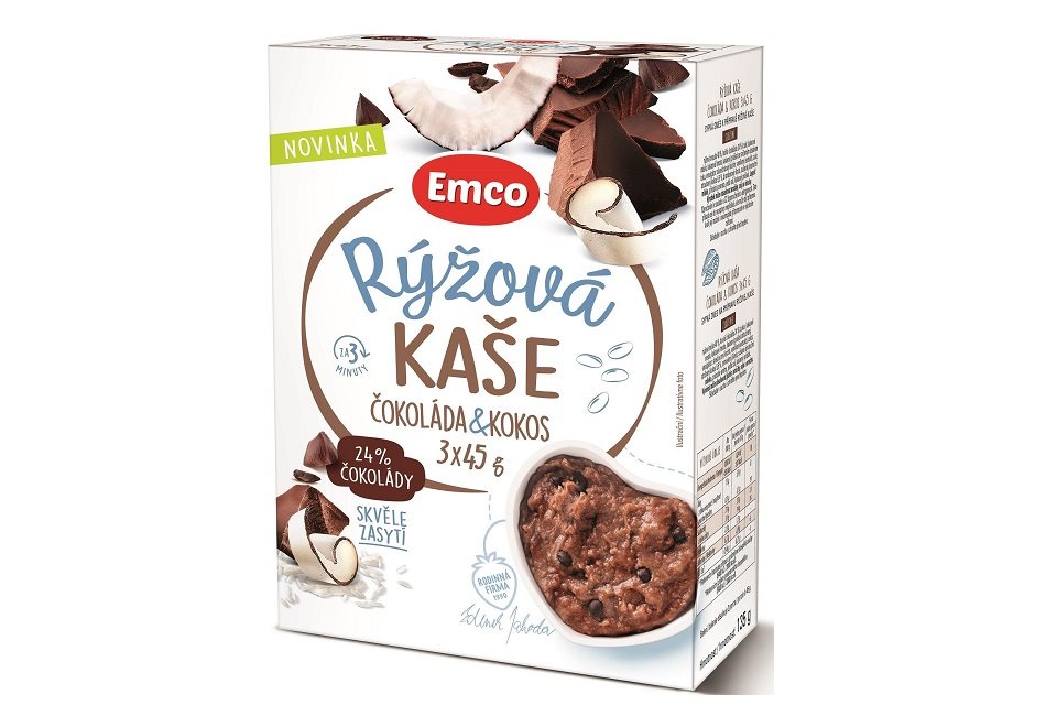 Emco Ryžová kaša čokoláda & kokos, 3 × 45 g