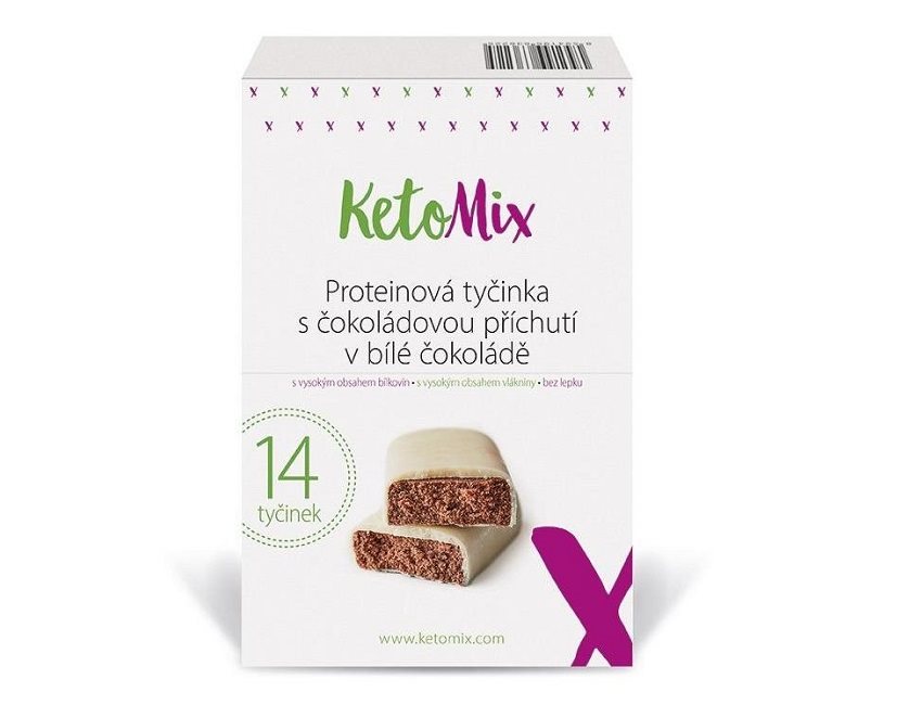 KetoMix Proteinové tyčinky s čokoládovou příchutí v bílé čokoládě 14 × 40 g 