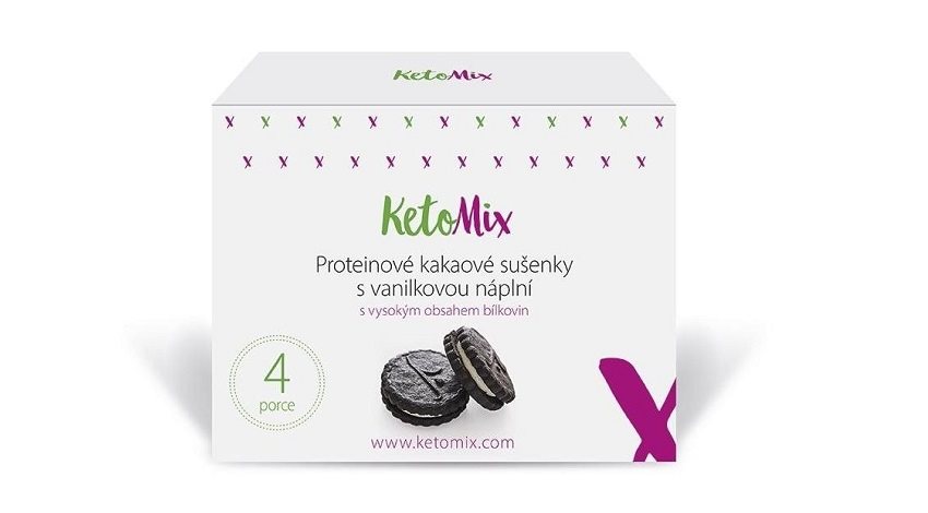 KetoMix Proteinové kakaové sušenky s vanilkovou náplní, 4 porce 