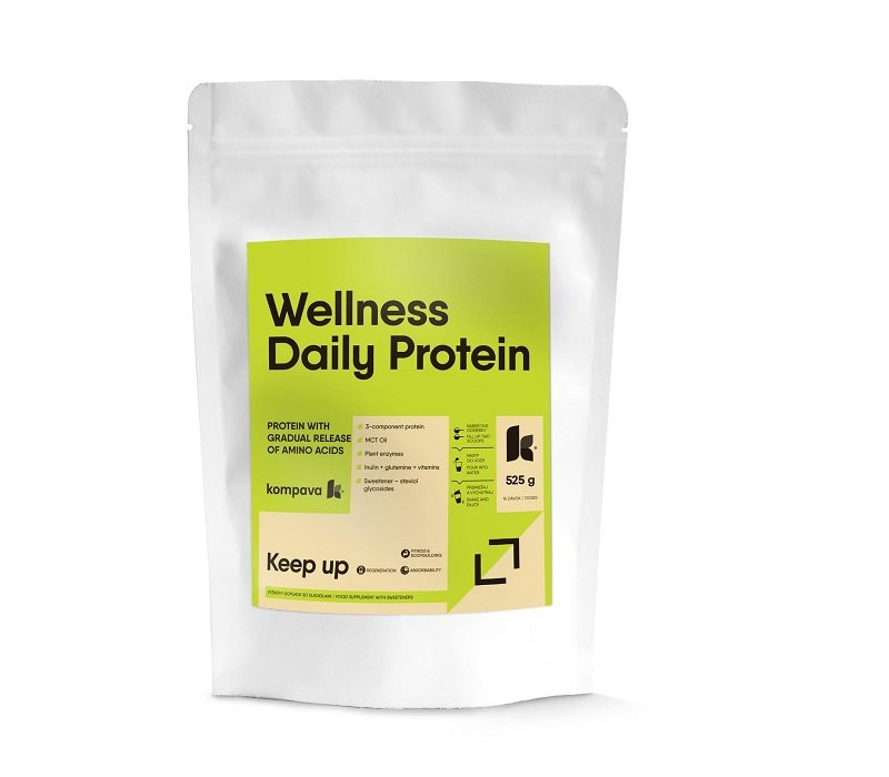 Proteín Kompava Wellness Daily Proteín 525 g, jahoda-malina