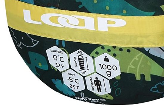 Detský spací vak Loap Base Dinos zelený