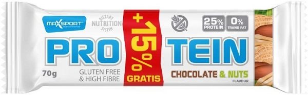 Proteínová tyčinka MaxSport Protein čokoláda & orech GF + 15 %